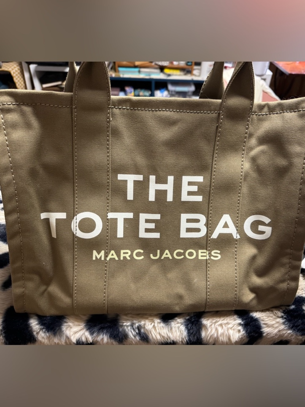 Large size Marc Jacobs Canvas Tote in Olive with White Logo